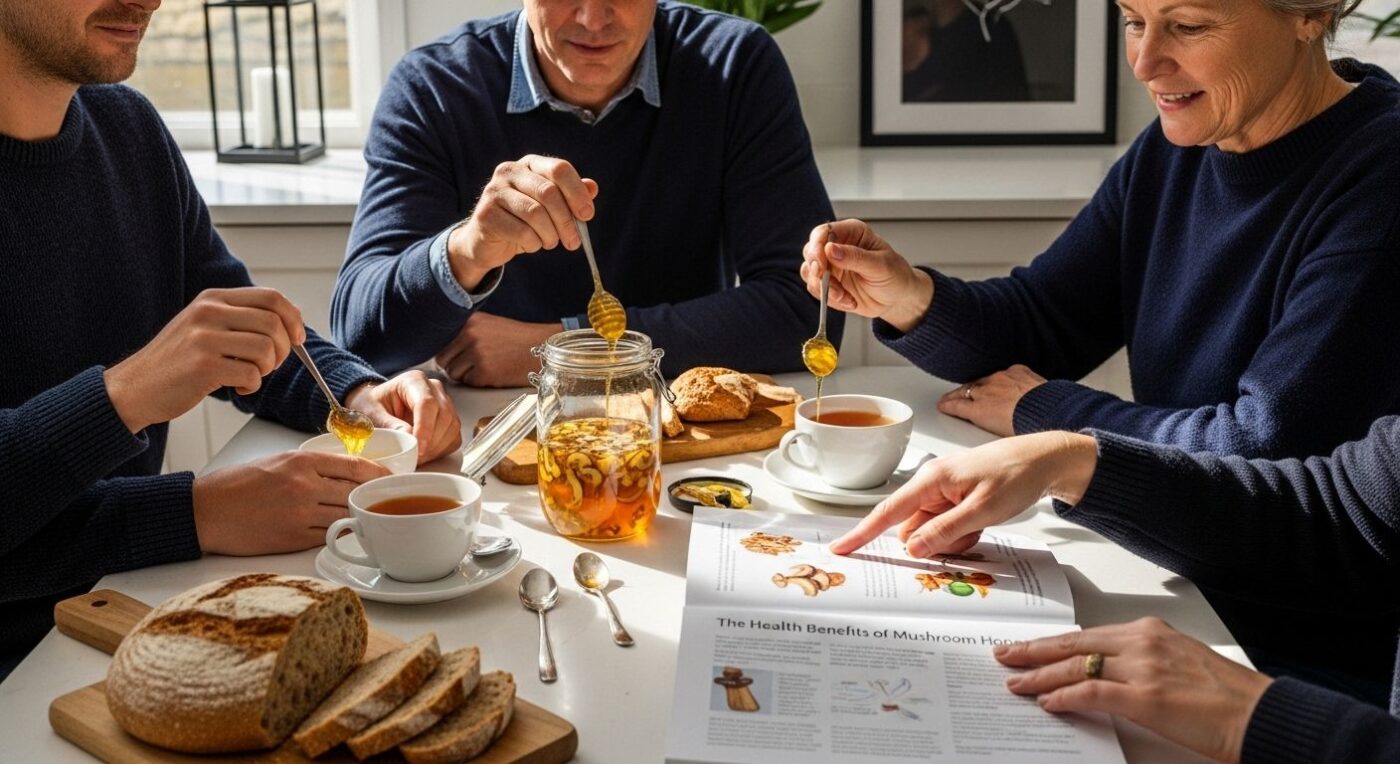 mushroom honey, wellness, healthy lifestyle
